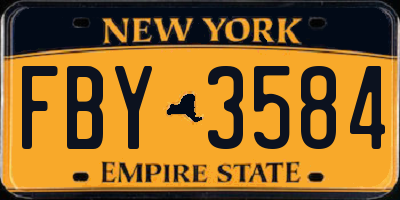 NY license plate FBY3584