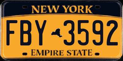 NY license plate FBY3592