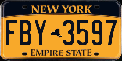 NY license plate FBY3597
