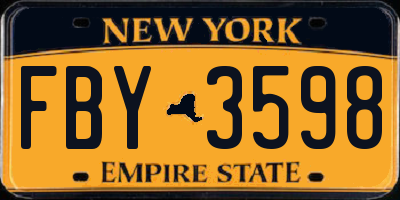 NY license plate FBY3598