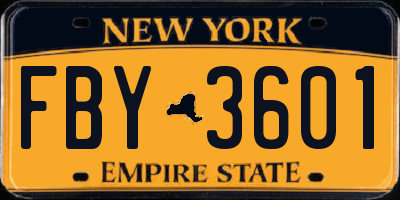 NY license plate FBY3601