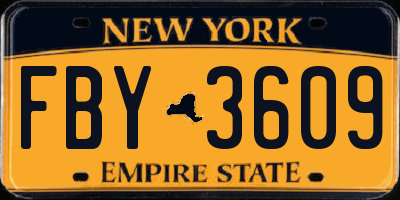 NY license plate FBY3609
