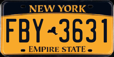 NY license plate FBY3631