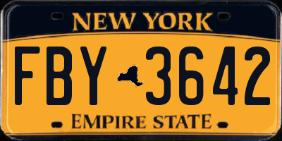 NY license plate FBY3642