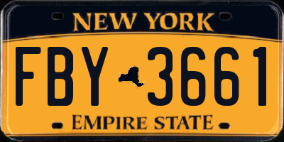 NY license plate FBY3661