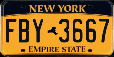 NY license plate FBY3667