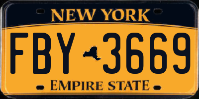 NY license plate FBY3669