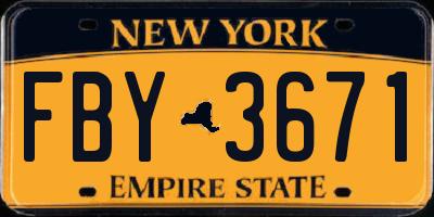 NY license plate FBY3671
