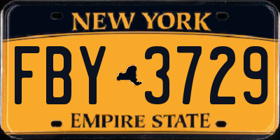 NY license plate FBY3729