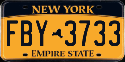NY license plate FBY3733