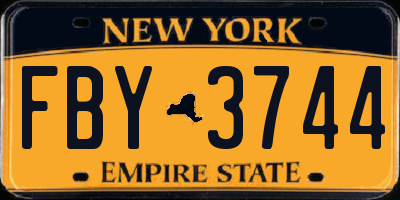 NY license plate FBY3744
