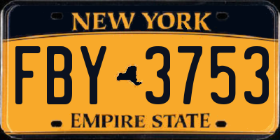NY license plate FBY3753