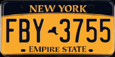 NY license plate FBY3755