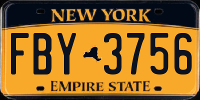 NY license plate FBY3756