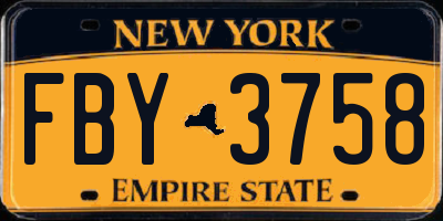 NY license plate FBY3758