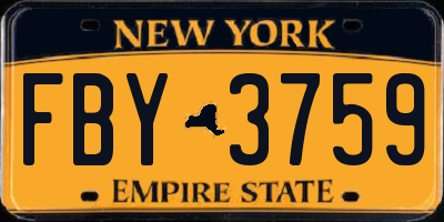 NY license plate FBY3759