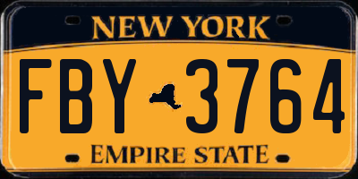 NY license plate FBY3764