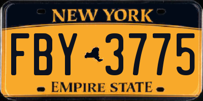 NY license plate FBY3775