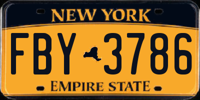 NY license plate FBY3786