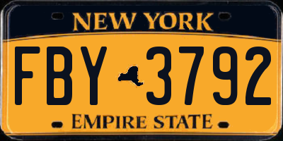 NY license plate FBY3792