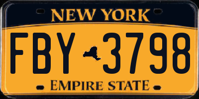 NY license plate FBY3798