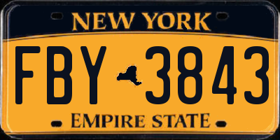 NY license plate FBY3843