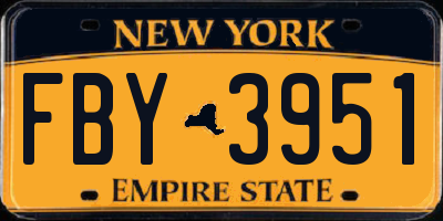 NY license plate FBY3951