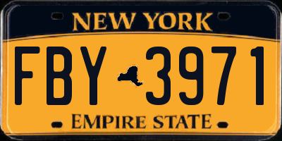 NY license plate FBY3971