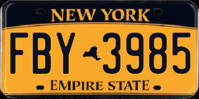 NY license plate FBY3985
