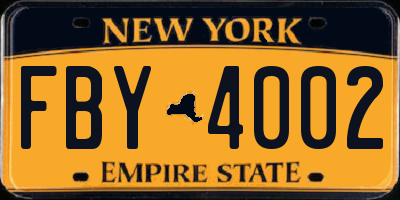 NY license plate FBY4002
