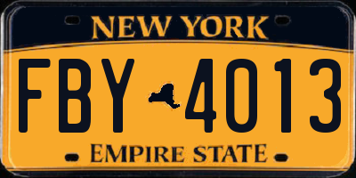 NY license plate FBY4013