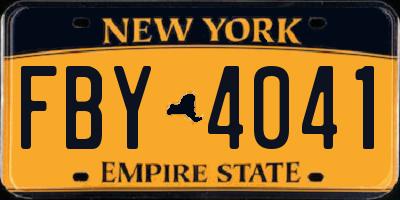 NY license plate FBY4041