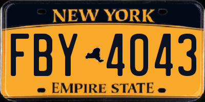 NY license plate FBY4043