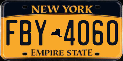 NY license plate FBY4060