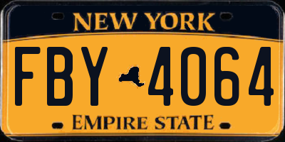 NY license plate FBY4064