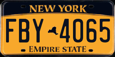 NY license plate FBY4065