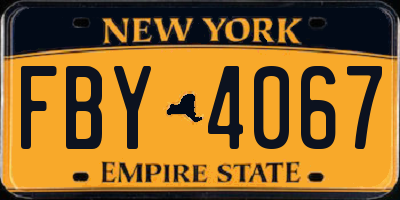 NY license plate FBY4067