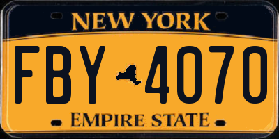 NY license plate FBY4070