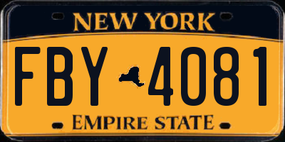 NY license plate FBY4081
