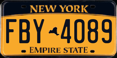 NY license plate FBY4089