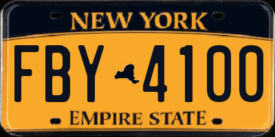 NY license plate FBY4100