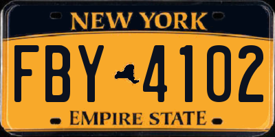NY license plate FBY4102