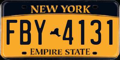 NY license plate FBY4131