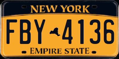NY license plate FBY4136