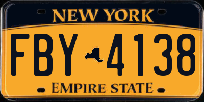 NY license plate FBY4138