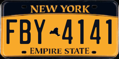 NY license plate FBY4141