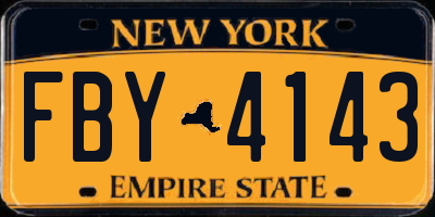 NY license plate FBY4143