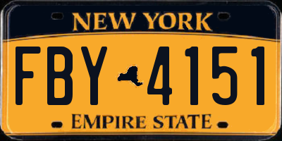 NY license plate FBY4151