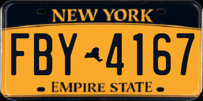 NY license plate FBY4167