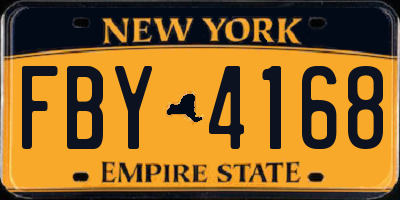 NY license plate FBY4168
